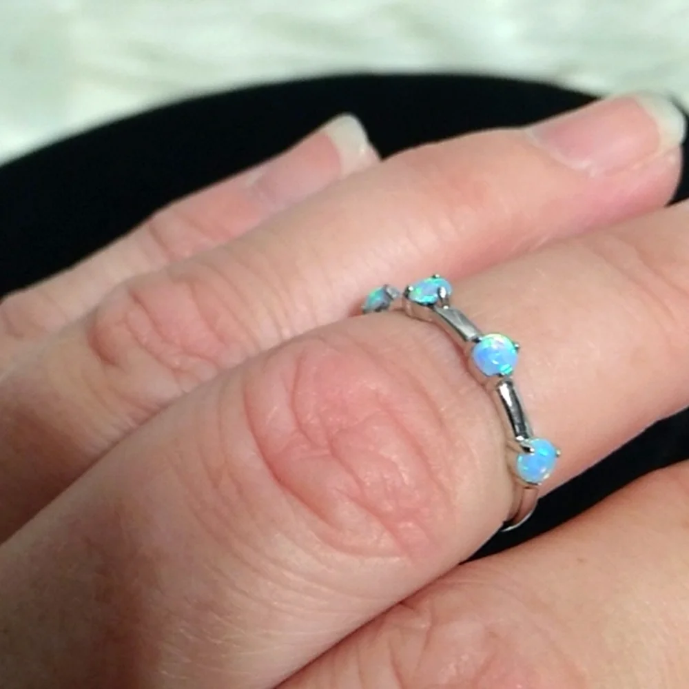 SALE! NWOT Dainty 925 Stamped Blue/Turquoise Pearl Color Ring 💍